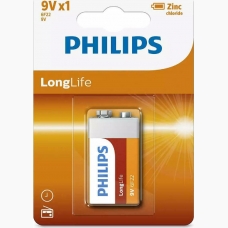 Philips LongLife Zinc Chloride Μπαταρία, 6F22 9V, 1τμχ / 6F22L1B/