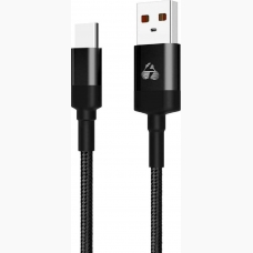 Powertech Eco Round Braided USB 2.0 Καλώδιο USB-C Αρσενικό σε USB-A Αρσενικό 1m, Μαύρο
