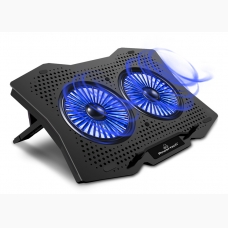 POWERTECH Βάση & ψύξη laptop, έως 18, 2x 110mm fan, LED, μαύρο