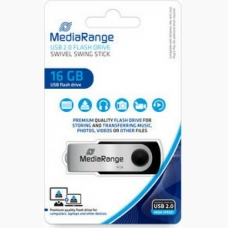 MediaRange USB 2.0 Flash Drive 16GB, Black/Silver