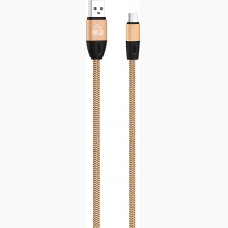 Powertech Braided USB 2.0 Cable USB-C male - USB-A male Χρυσό 1m