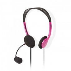 Στερεοφωνικό on-ear headset, με σύνδεση 2x3,5mm σε ροζ χρώμα