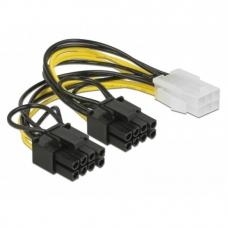 Delock Power Cable PCI-e 6pin female > 2x 8pin male 30cm