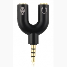 POWERTECH Splitter 3.5mm Headphone Mic Audio Y Splitter Cable Female to Dual Male Converter Adapter