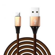 Moxom Denim USB 2.0 Καλώδιο USB-C Αρσενικό σε USB-A Αρσενικό, με Πλέξη, 1m, Μαύρο - Καφέ