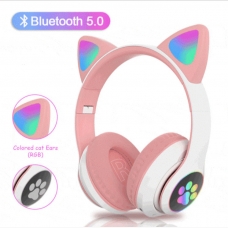 Akz-022 Stereo Ενσύρματα Over Ear Ακουστικά, Αυτιά Γάτας, Ροζ