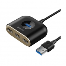 Baseus HUB Square round 4in1 USB Adapter USB3.0 1m Black