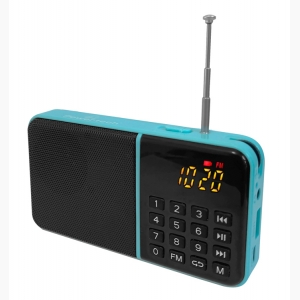 Powertech ραδιόφωνο & φορητό ηχείο LCD 1200mah, μπλε