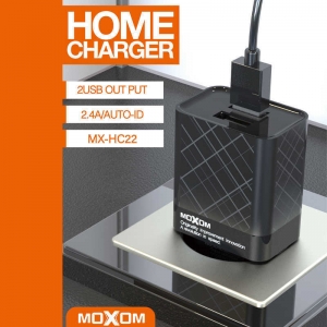 Moxom Type-c Cable & 2x USB-A Wall Adapter Μαύρο