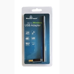 Powertech Wireless USB adapter, 150Mbps, 2.4GHz, 5dBi