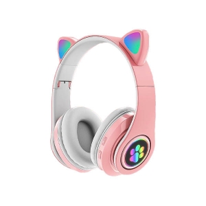 Ασύρματα Ακουστικά Bluetooth Γάτα Χρώματος Ροζ