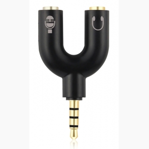 Powertech Splitter 3.5mm Headphone Mic Audio Y Splitter Cable Female to Dual Male Converter Adapter