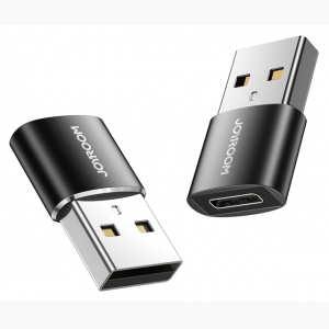 Joyroom αντάπτορας USB male σε USB Type-C female, μαύρος, 2τμχ
